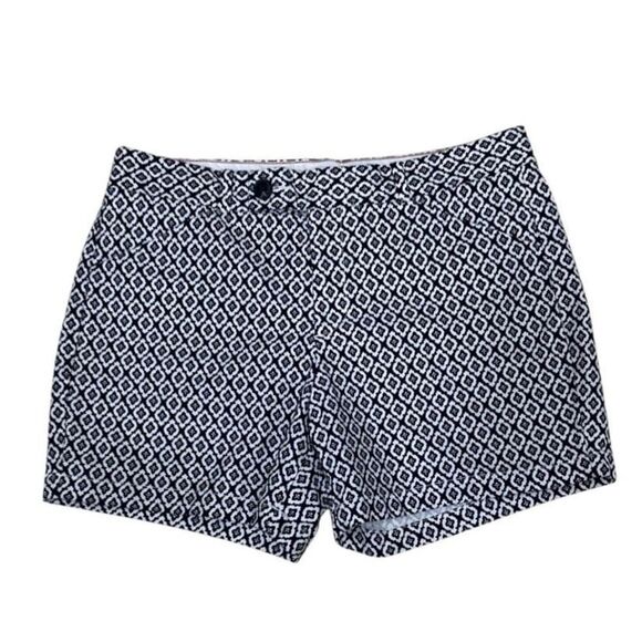 Dockers Summer Stretch Chino Shorts Women's Sz 12 Black & White Geometric Floral - Picture 2 of 10